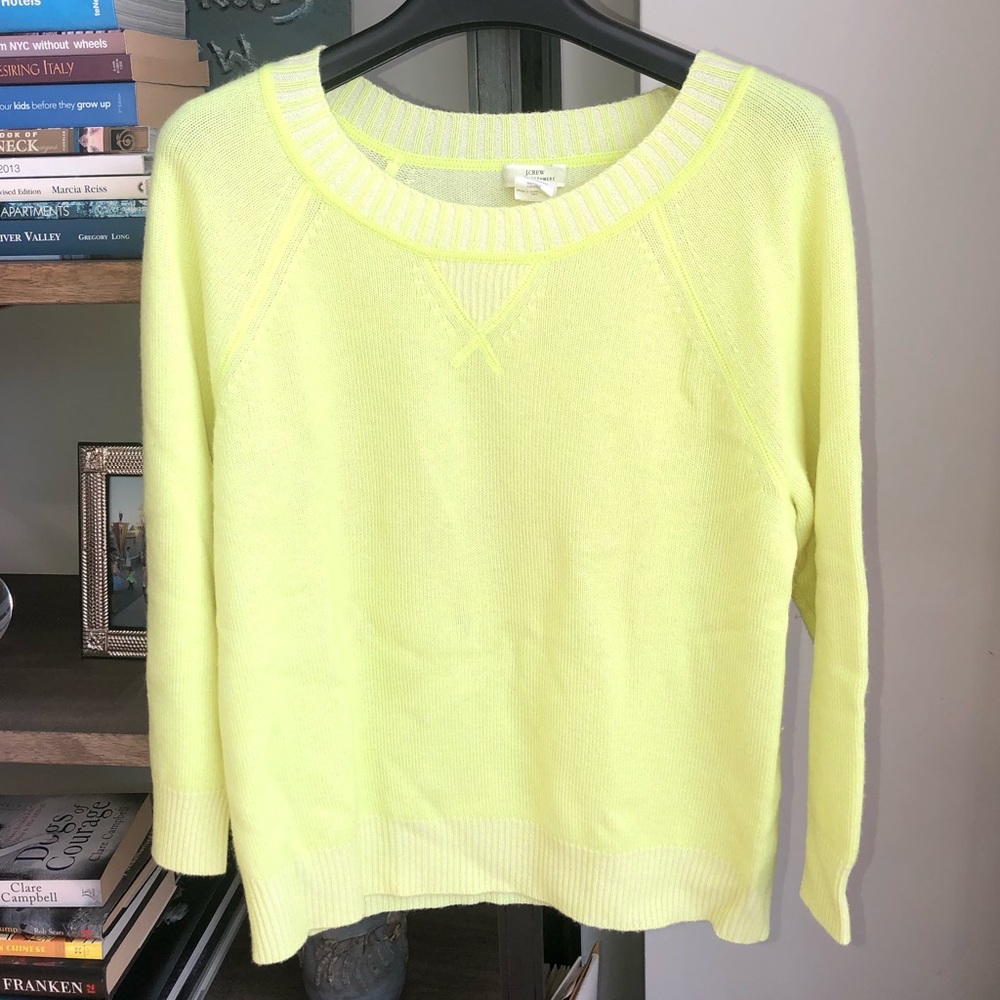 JCrew Two-Tone Neon Yellow Cashmere